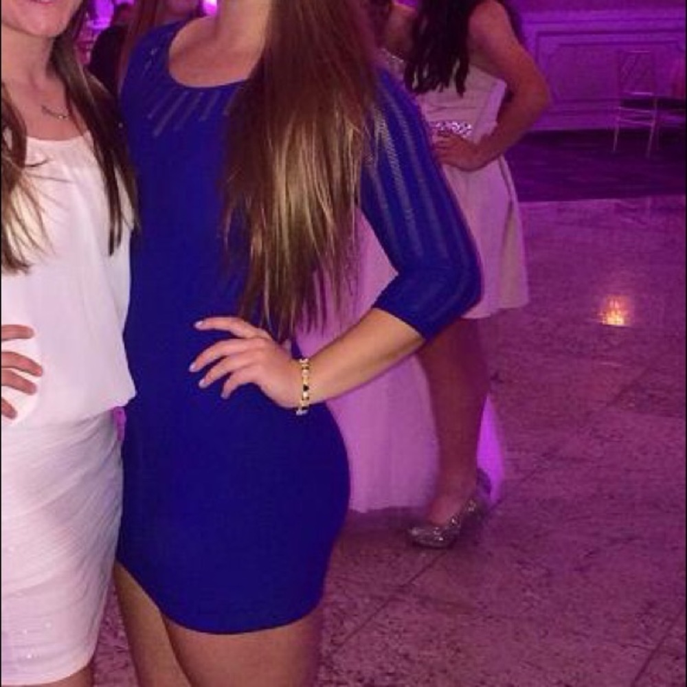 BEBE Ribbed Bodycon Dress - Blue